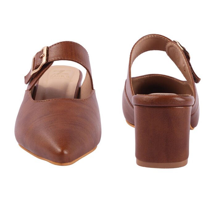 ZACK'S Buckled Tan Block Heel Pumps