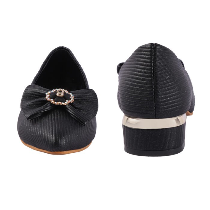 ZACK'S Shimmer Bow Black Low Block Heels