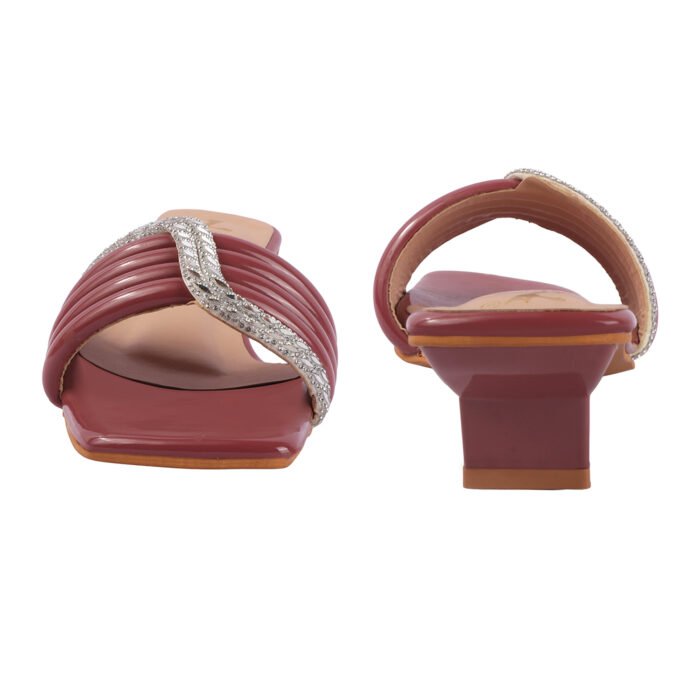 ZACK'S Maroon Embellished Strap Heels