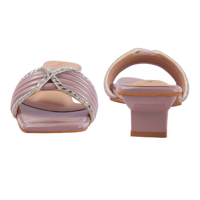 ZACK'S Mauve Embellished Strap Heels