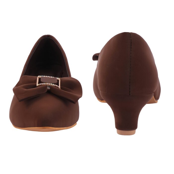 ZACK'S Bow Accent Brown Kitten Heels