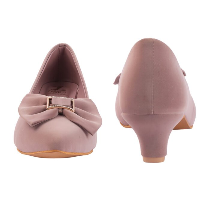 ZACK'S Bow Accent Mauve Kitten Heels