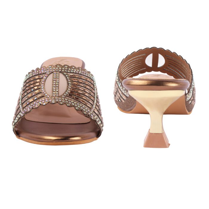 ZACK'S Gold Crystal Kitten Heel Sandals