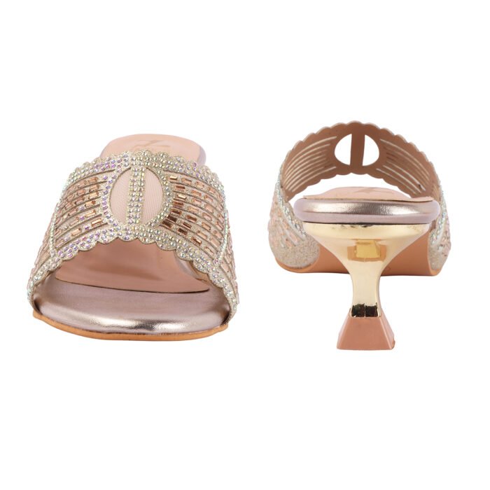ZACK'S Champagne Crystal Kitten Heel Sandals
