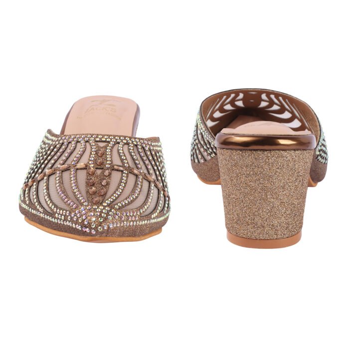 ZACK'S Gold Patterned Crystal Mules